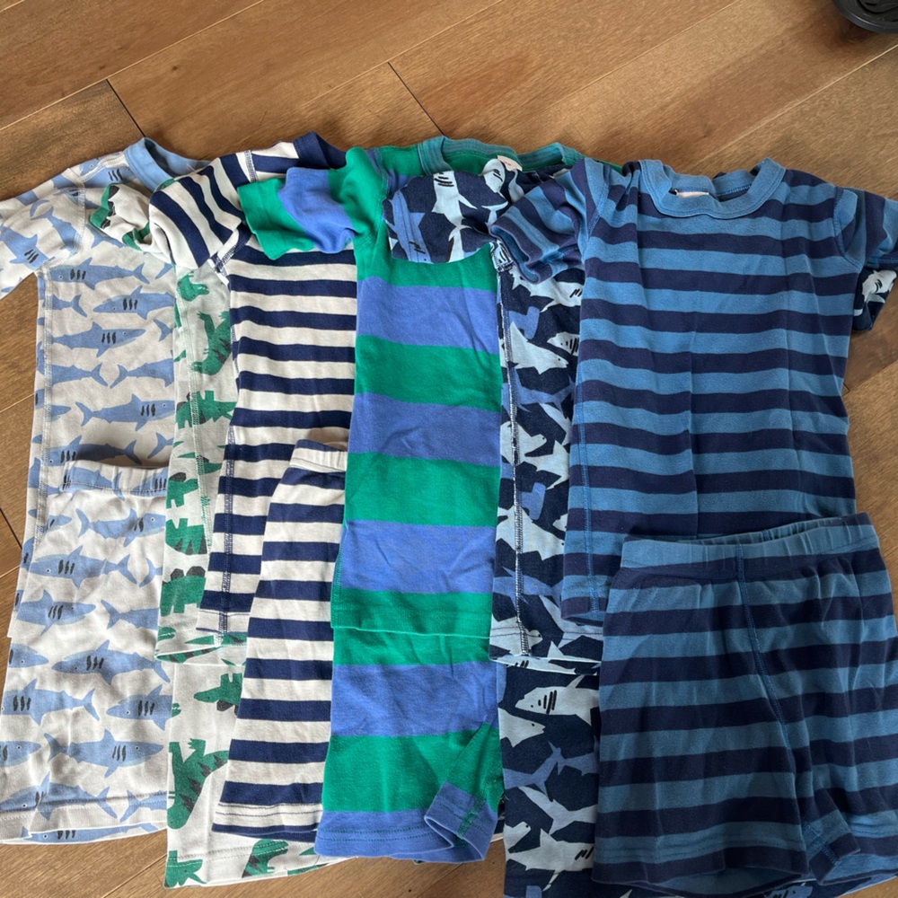 Hanna Anderson short sleeve pjs lot of 6 size 8 and 6/7
